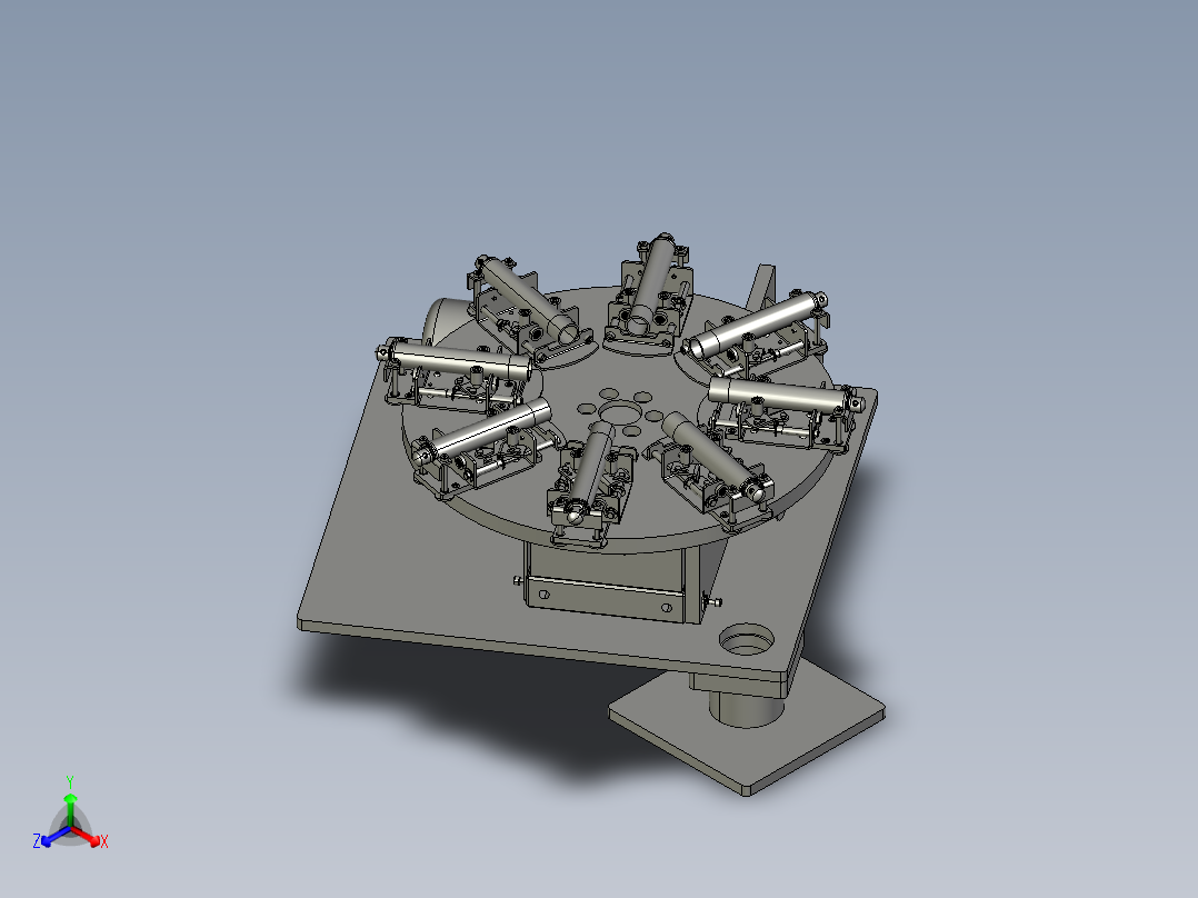 电气部件旋转展示台机构正等轴测图