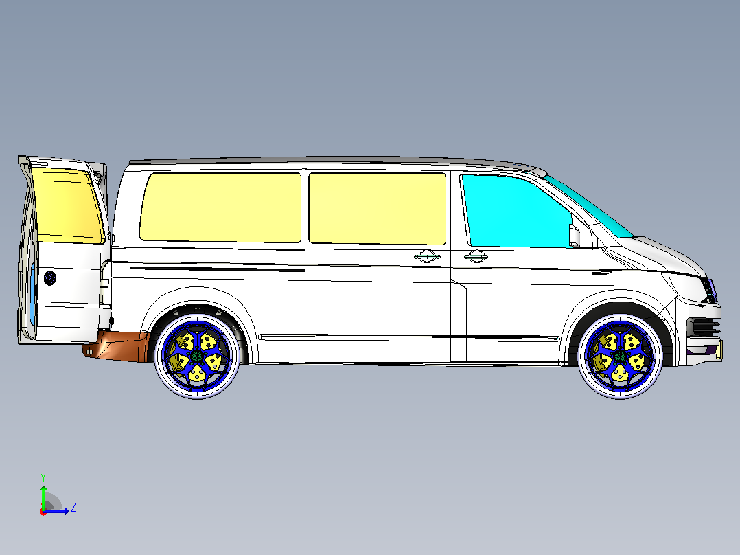大众商务车CATIA V5 r21模型左视图