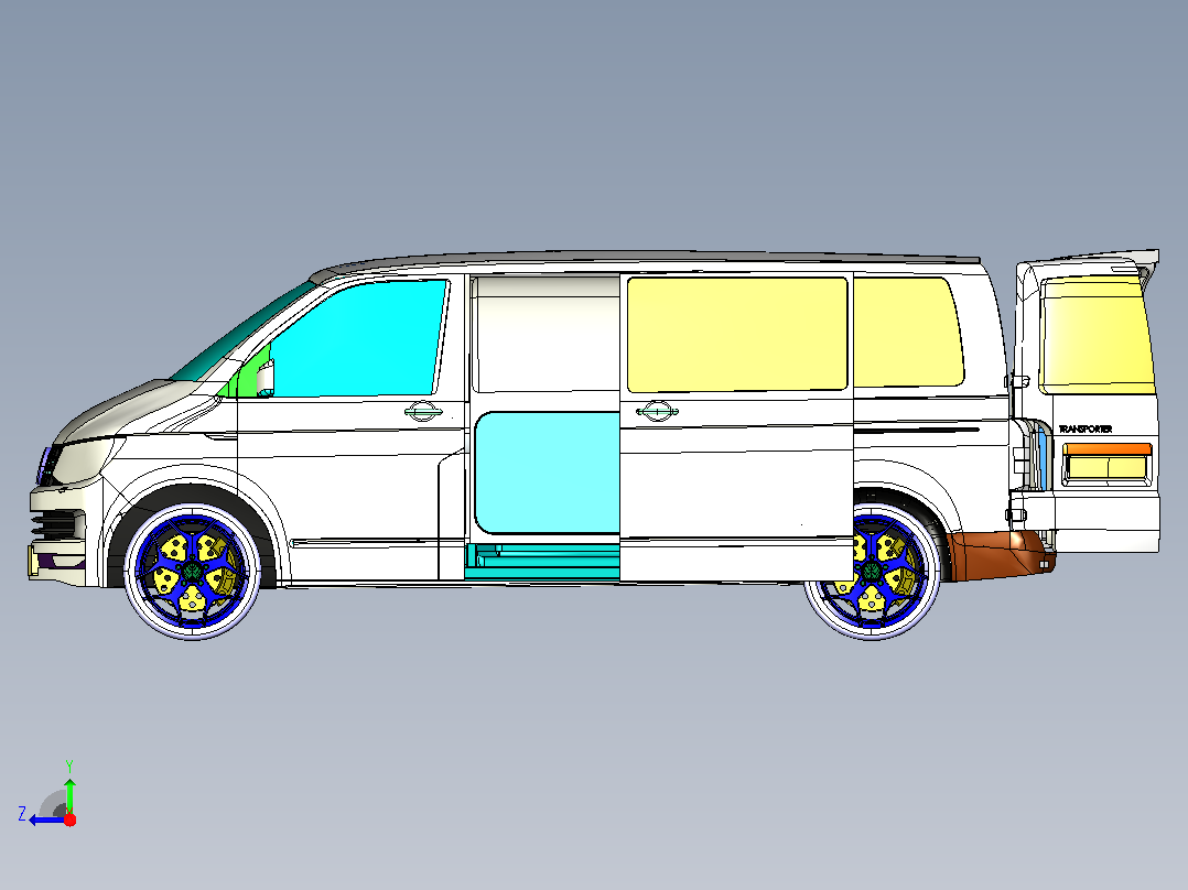 大众商务车CATIA V5 r21模型右视图