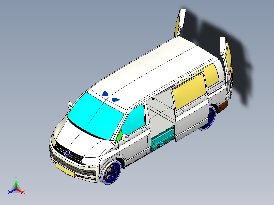大众商务车CATIA V5 r21模型正等轴测图