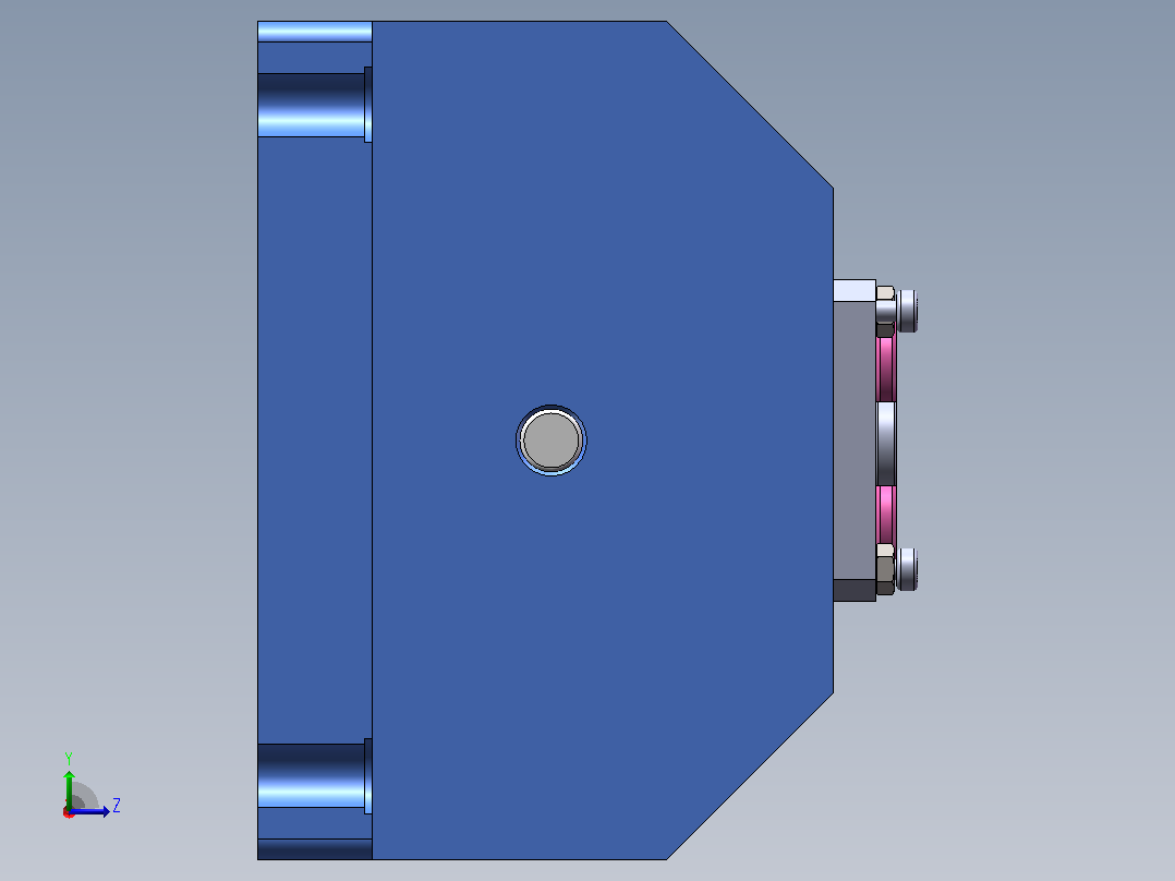 发动机缸体结构设计与工艺夹具设计+SolidWorks三维模型左视图
