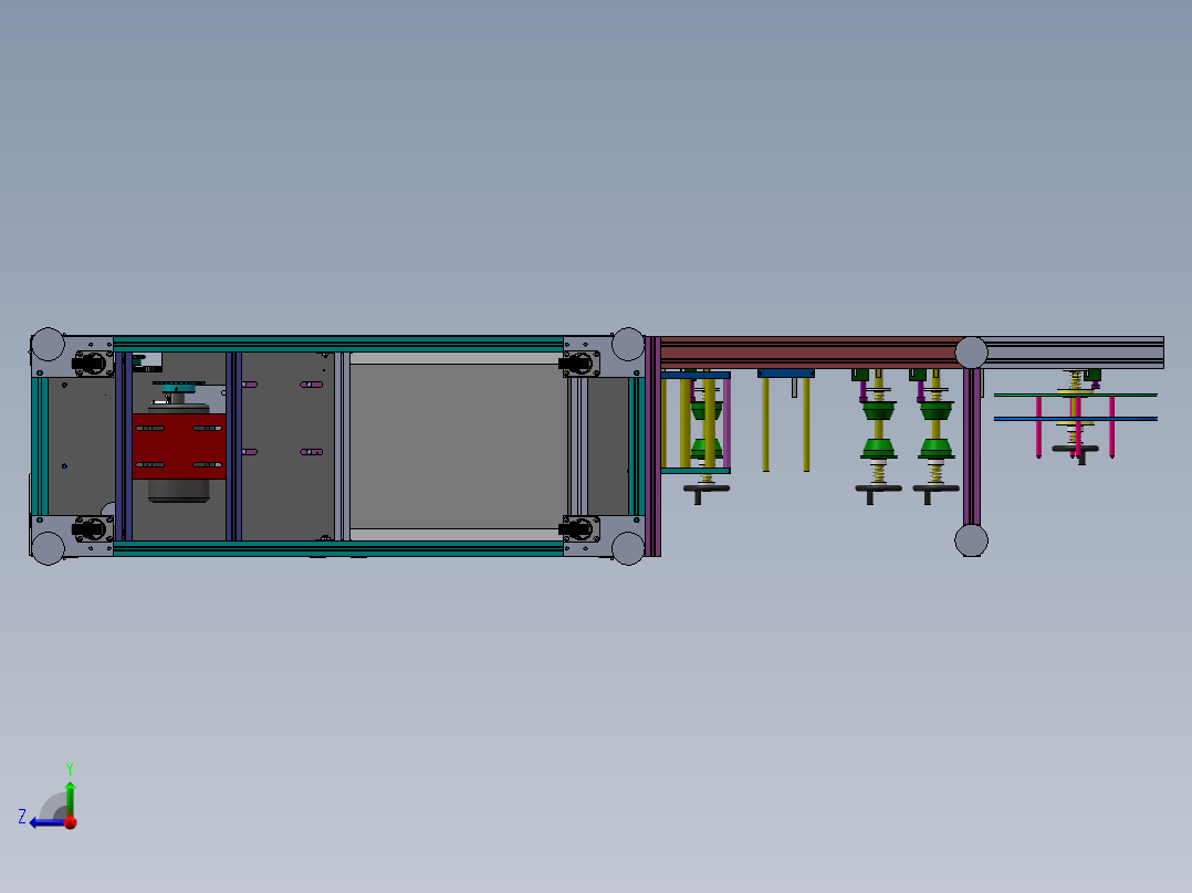 平面口罩机图纸打片机图纸切片机图纸本体机图纸口罩生产线右视图