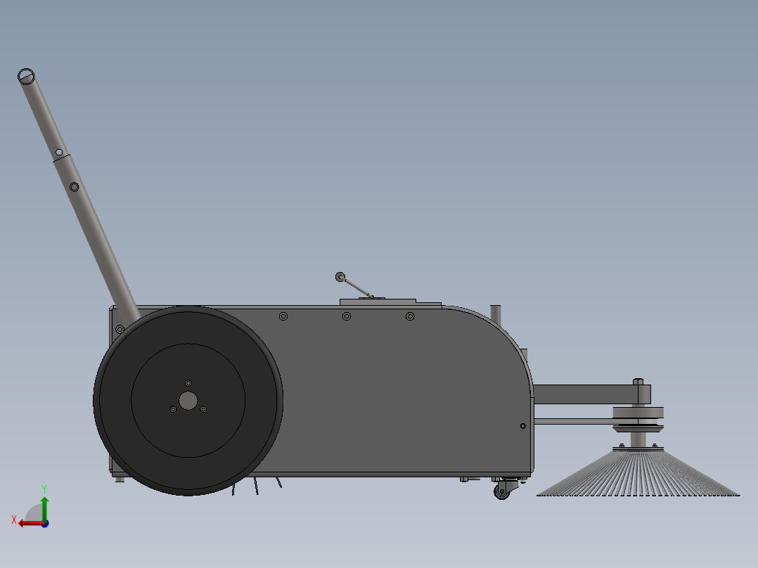 轻型人力式道路清扫车的设计后视图