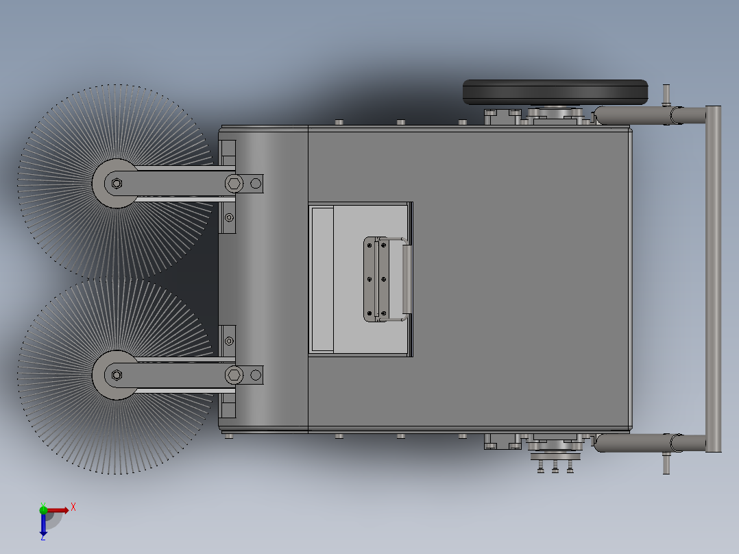轻型人力式道路清扫车的设计俯视图