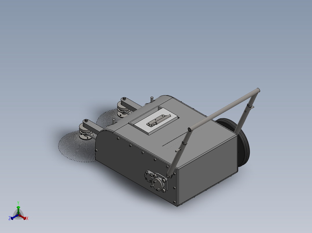 轻型人力式道路清扫车的设计正等轴测图