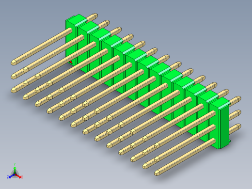 彩色公头100mil（2.54mm）系列-DS1021_green_3x13p_100mil_Type5_rev1.0