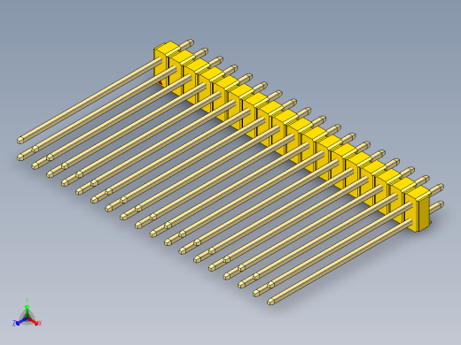 彩色公头100mil（2.54mm）系列-DS1021_yellow_2x18p_100mil_Type43_rev1.0正等轴测缩略图