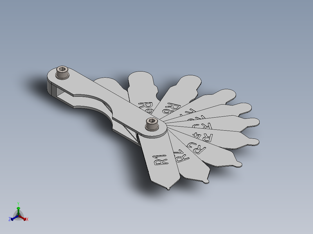 3D打印半径测量仪正等轴测图