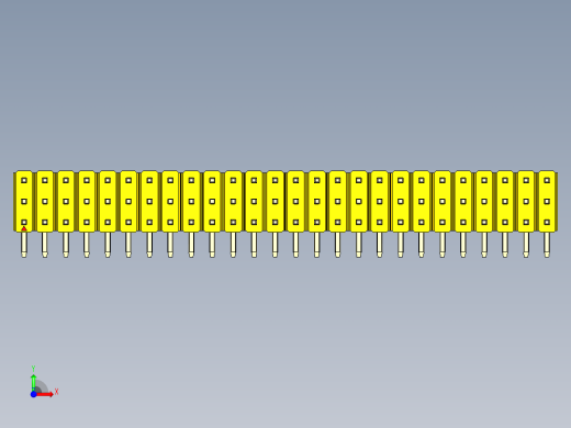 彩色公排针 100mil 2.54mm 系列-DS1022_yellow_3x26p_100mil_TypeD_rev1.0前视缩略图