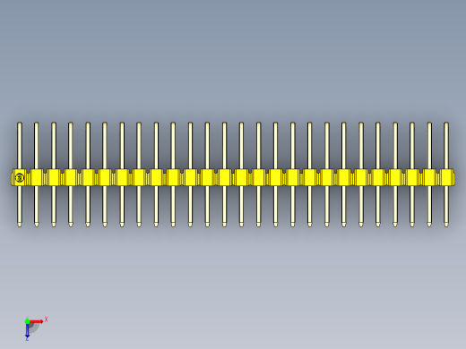 彩色公排针 100mil 2.54mm 系列-DS1022_yellow_3x26p_100mil_TypeD_rev1.0俯视缩略图