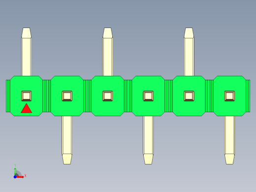 彩色公排针 100mil 2.54mm 系列-DS1022_green_06p_100mil_Type_SMT_R1_rev1.0前视缩略图