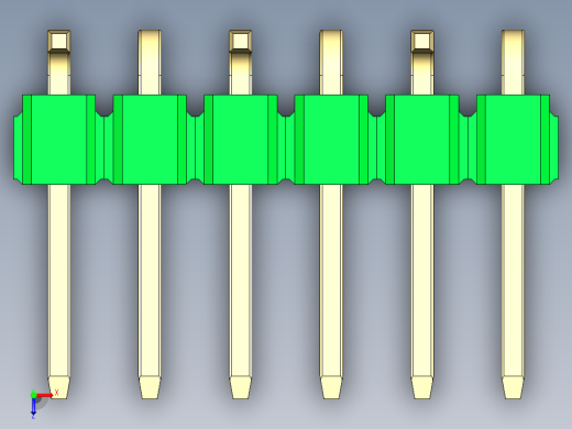 彩色公排针 100mil 2.54mm 系列-DS1022_green_06p_100mil_Type_SMT_R1_rev1.0俯视缩略图