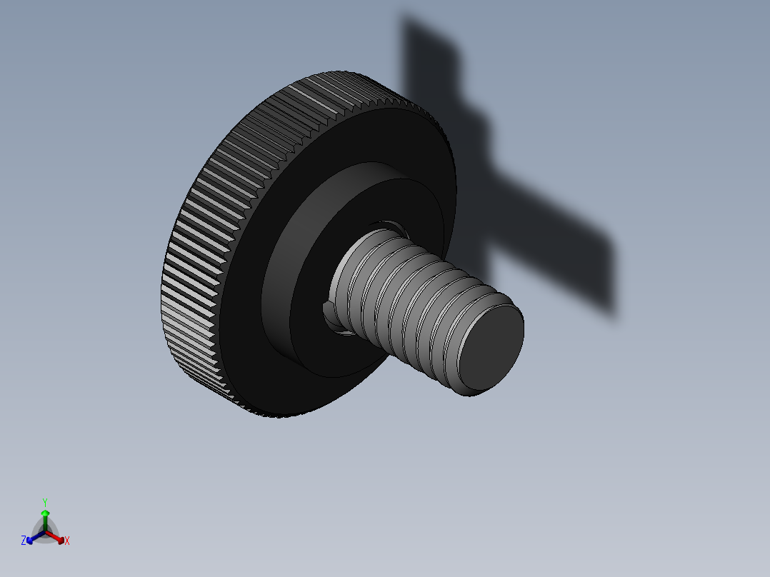 滚花旋钮-Knurled Knob 0.312x1.000x0.500.SLDPRT正等轴测图