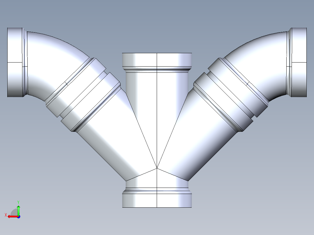 船舶管路系统S11_SeaDrainPLUS_DoubleComboWye-SxSxSxS_37E268204_4in Sea Drain Plus - Double Wye - SxSxSxS后视图