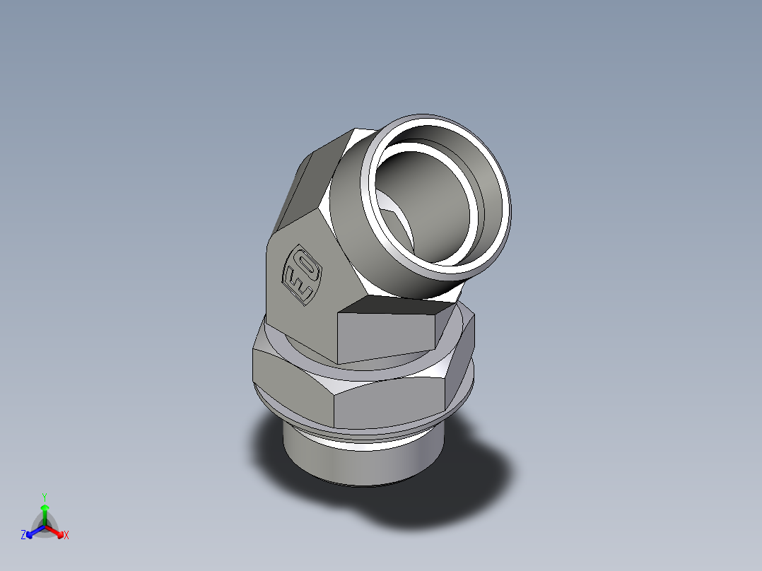卡套式工业通用硬管接头EO_Adjustable_locknut_45_deg_elbow_VEE28LROMDCF主视图