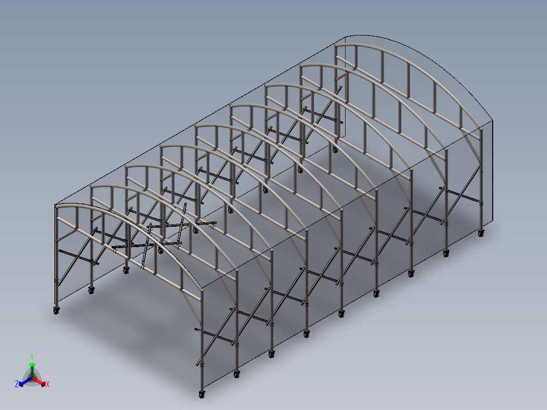 可移动折叠雨棚正等轴测图