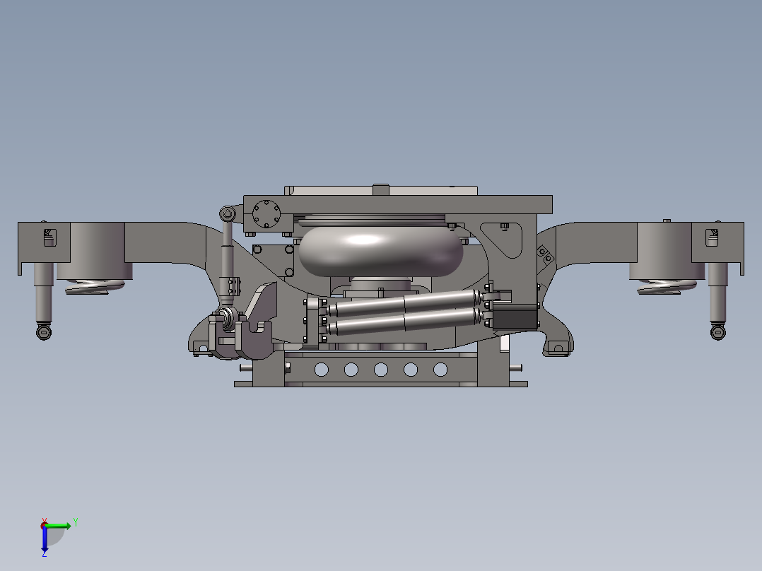 crh380动力转向架构架及一二系悬挂右视图