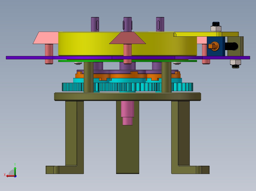 三爪加紧固定机构后视图