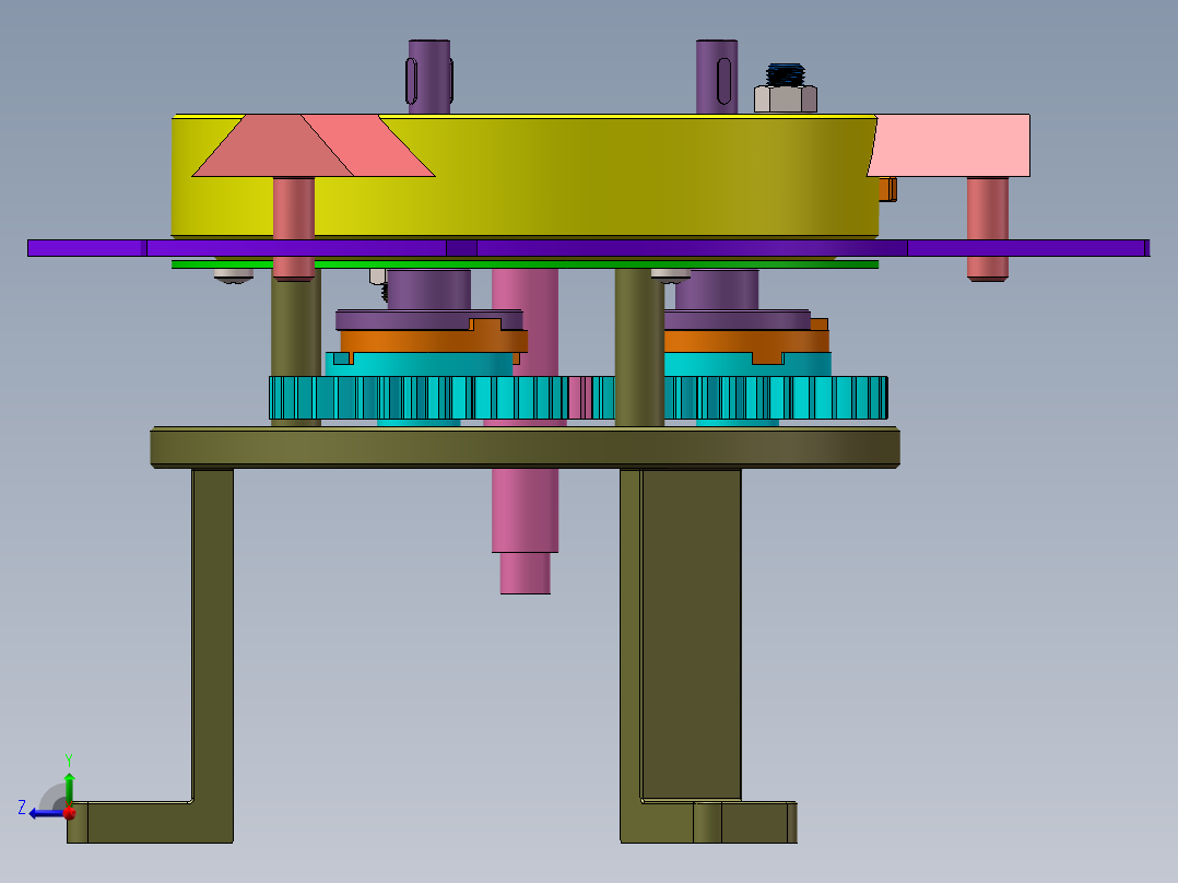 三爪加紧固定机构右视图