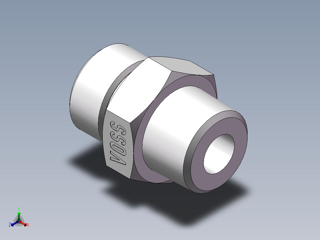 英制锥管螺纹直接头、1DT-22-08SP正等轴测图