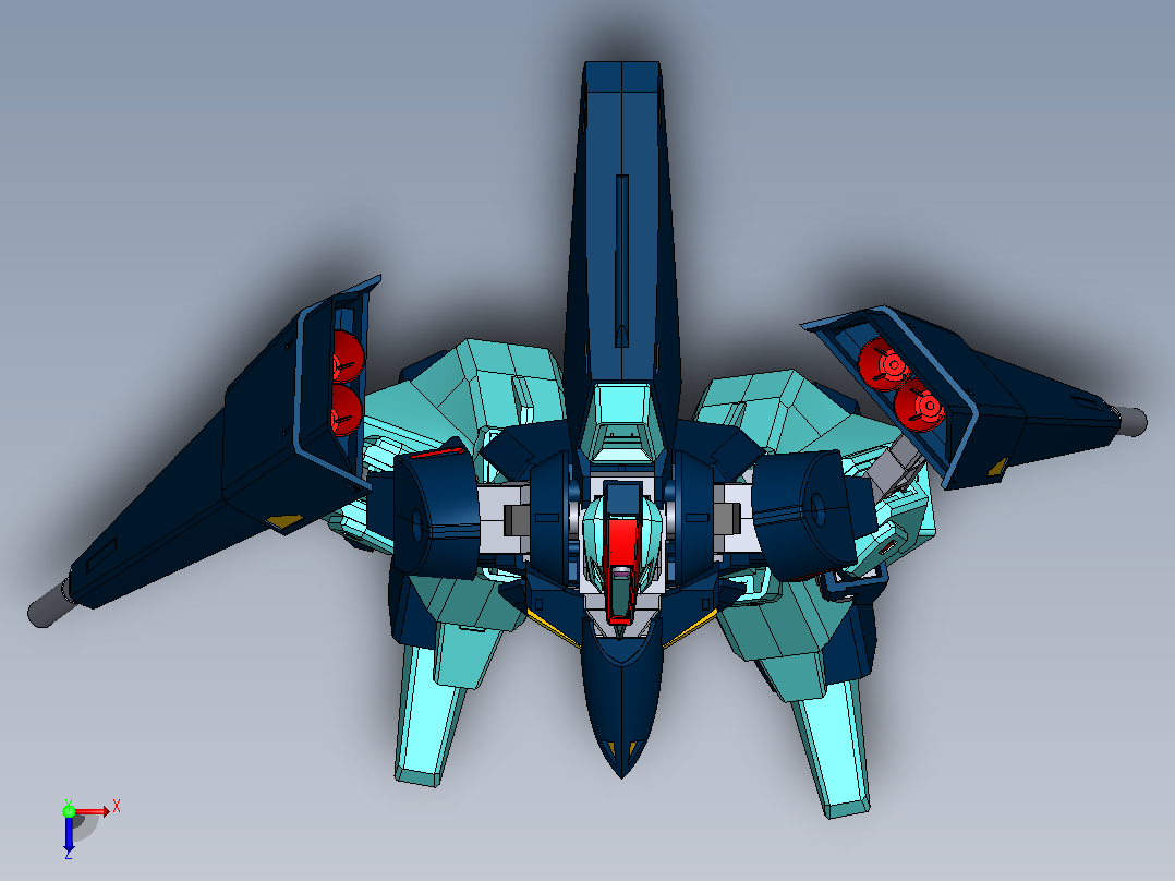 高达ORX-005贾普兰3D模型俯视图