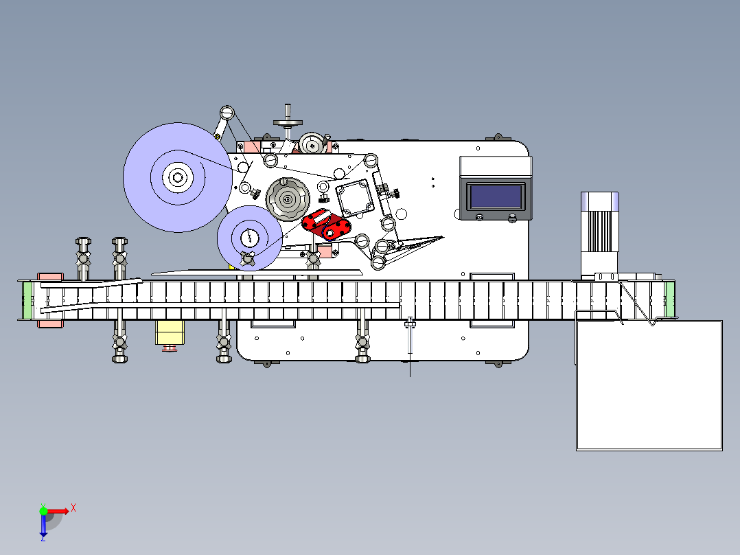全自动立式圆瓶贴标机俯视图
