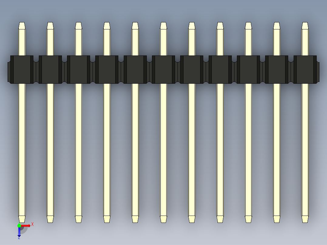 彩色公头100mil（2.54mm）系列-DS1021_black_3x11p_100mil_Type5_rev1.0俯视图