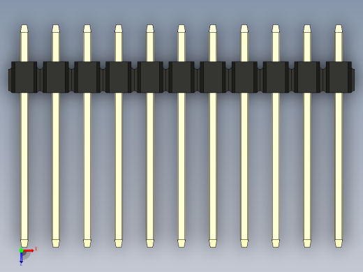 彩色公头100mil（2.54mm）系列-DS1021_black_3x11p_100mil_Type5_rev1.0俯视缩略图