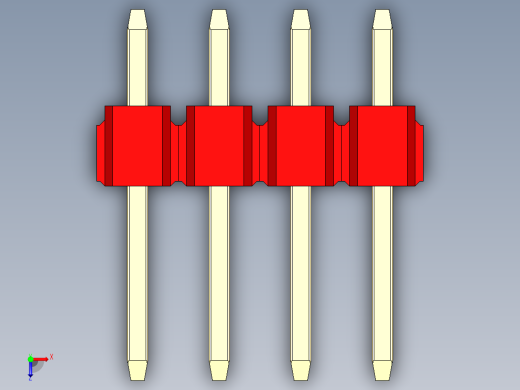 彩色公头100mil（2.54mm）系列-DS1021_red_1x04p_100mil_Type1_rev1.0俯视缩略图