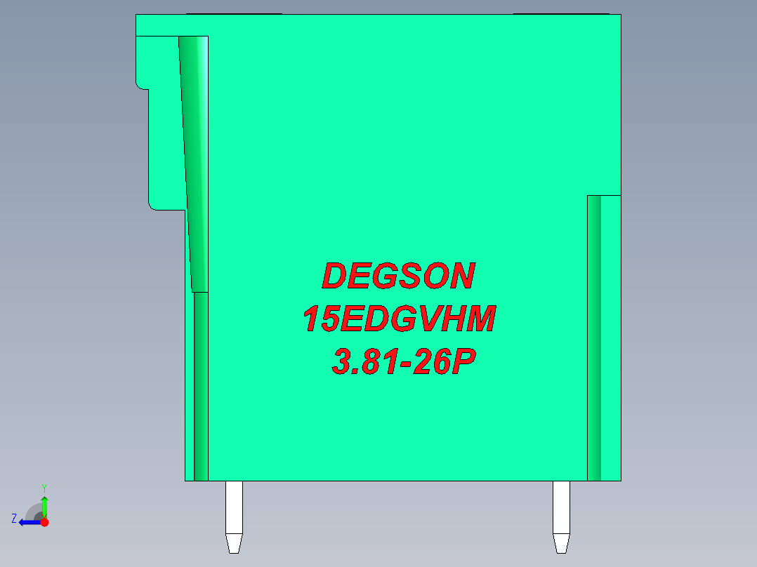 DEGSON 15EDG（公头） 3.81mm 螺钉锁紧，插拔式接线端子 FullPack-15EDGVHM-3.81-26P-14-00AH右视图