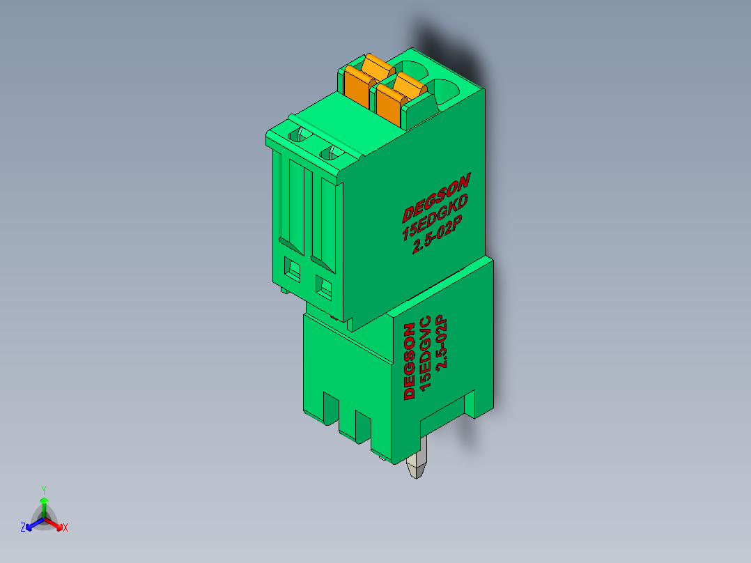 DEGSON 15EDG 系列 2.5mm 接线端子包-15EDGVC+KD-2.5-02P-14-00AH主视图