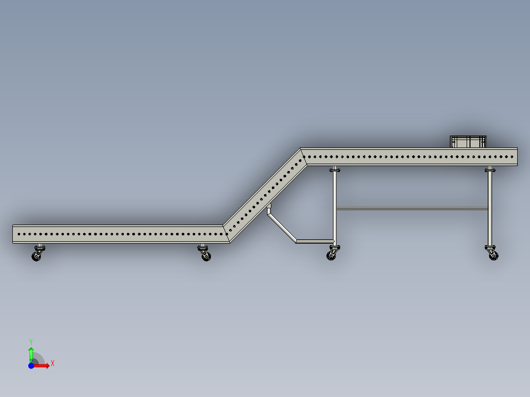 斜坡滚筒输送线roller-conveyor-25-stp前视图