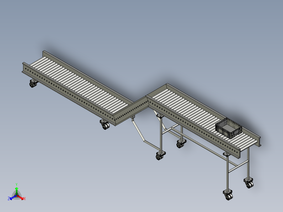 斜坡滚筒输送线roller-conveyor-25-stp正等轴测图