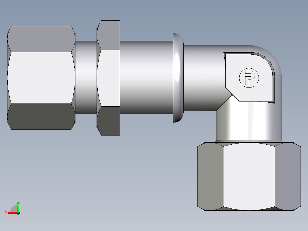 卡套式工业通用硬管接头EO_Bulkhead_elbow_WSV14ZSCF后视图