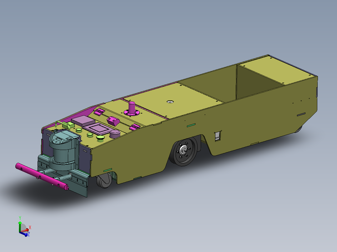 单向100W牵引式AGV三维图纸 Solidworks设计 附STEP