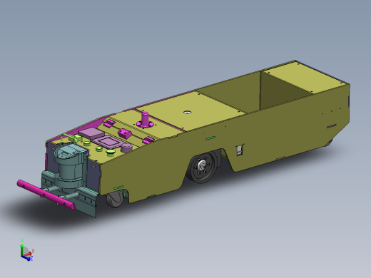 单向100W牵引式AGV三维图纸 Solidworks设计 附STEP主视缩略图