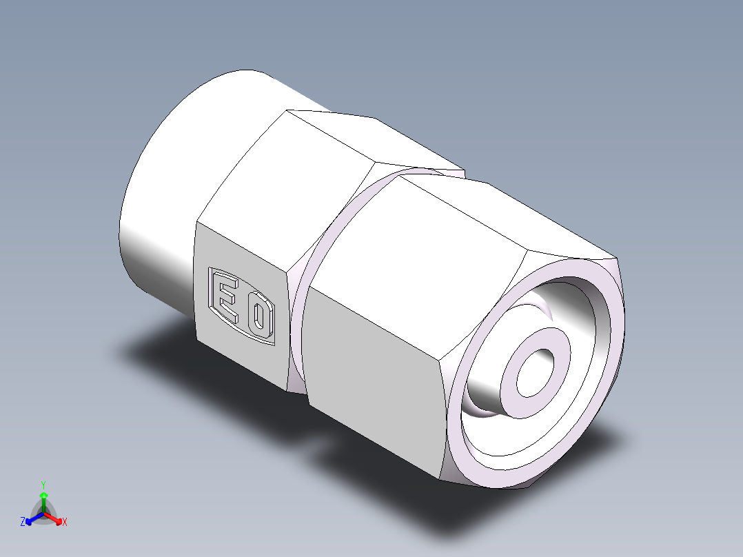 压力表接头-带螺母、7BD-04-16GDK+S正等轴测图