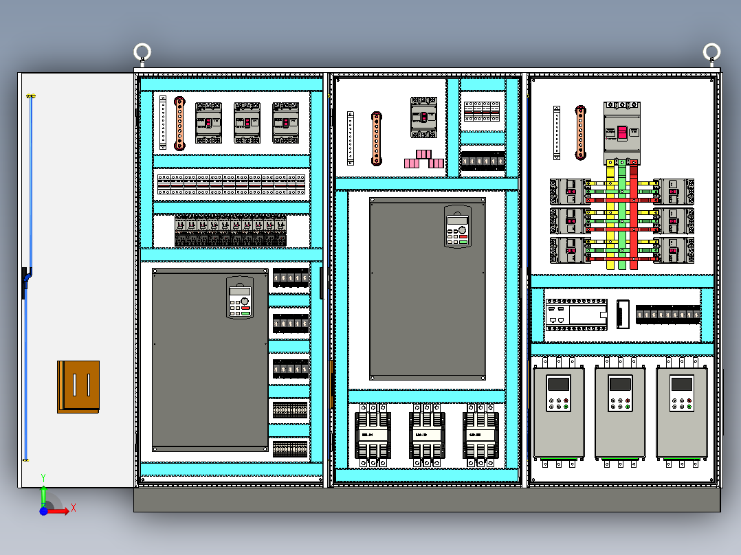 三柜组装变频器软启动plc控制柜前视图