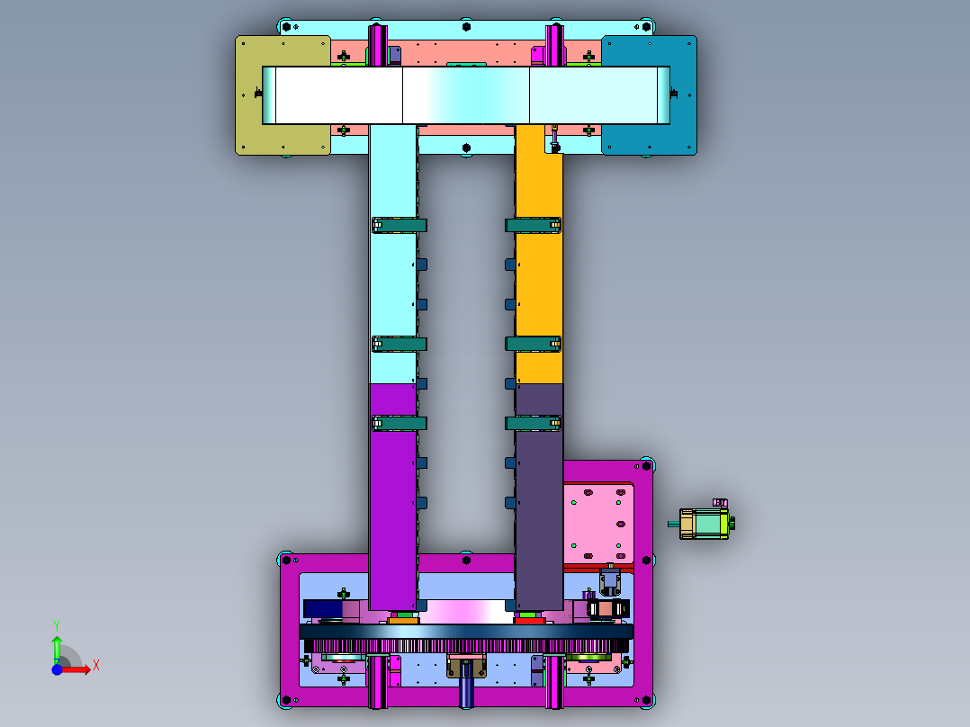 具有翻转功能的传送装置前视图