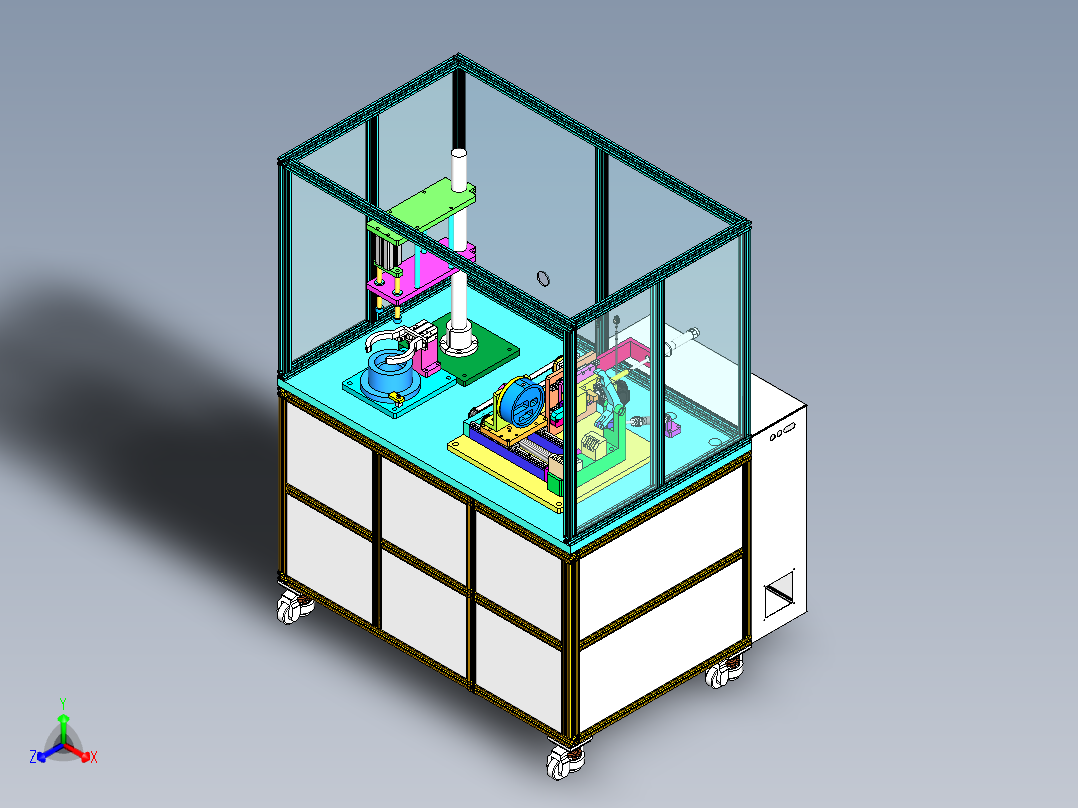 燃油泵法兰精滤器组装机正等轴测图