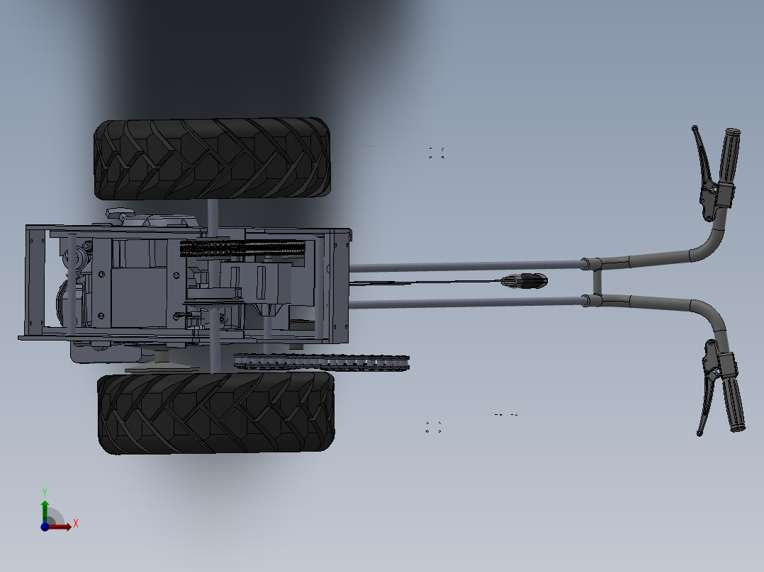 自动行走式生姜收获机工作部分的设计【7张CAD图纸+毕业论文+开题报告+任务书+文献综述+SolidWorks三维图】前视图