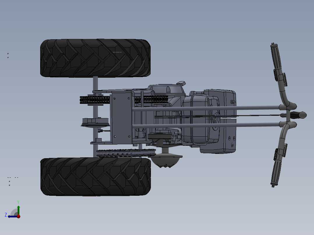 自动行走式生姜收获机工作部分的设计【7张CAD图纸+毕业论文+开题报告+任务书+文献综述+SolidWorks三维图】右视图