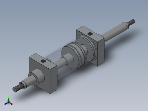 双杆气缸100x32x50mm正等轴测缩略图