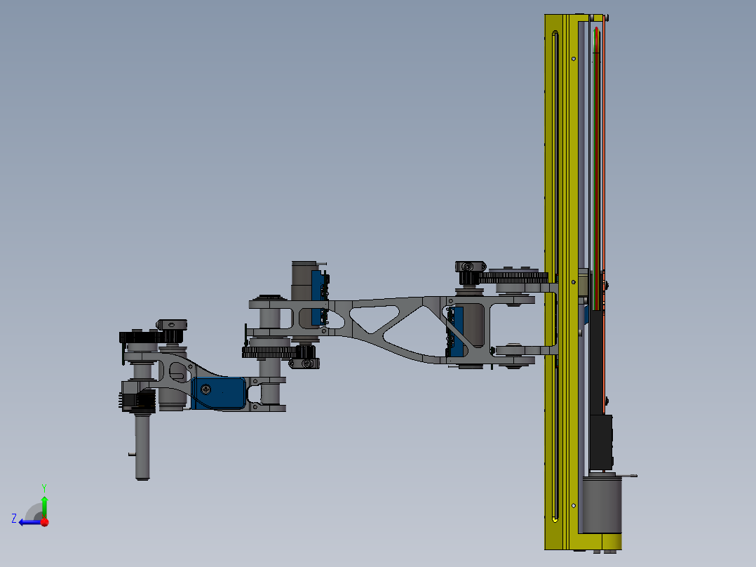 平面多关节4轴机器人 3D图纸 3D模型 设计素材参考资料右视图