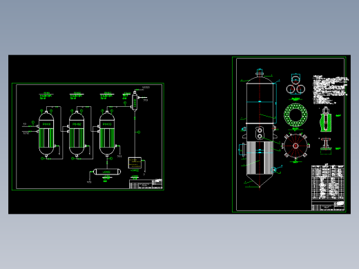 氢氧化钠水溶液三效并流加料蒸发装置流程图及其装配图缩略图