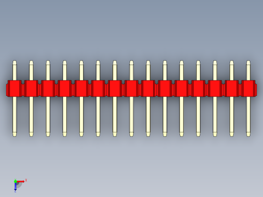 彩色公头100mil（2.54mm）系列-DS1021_red_3x15p_100mil_Type1_rev1.0俯视缩略图
