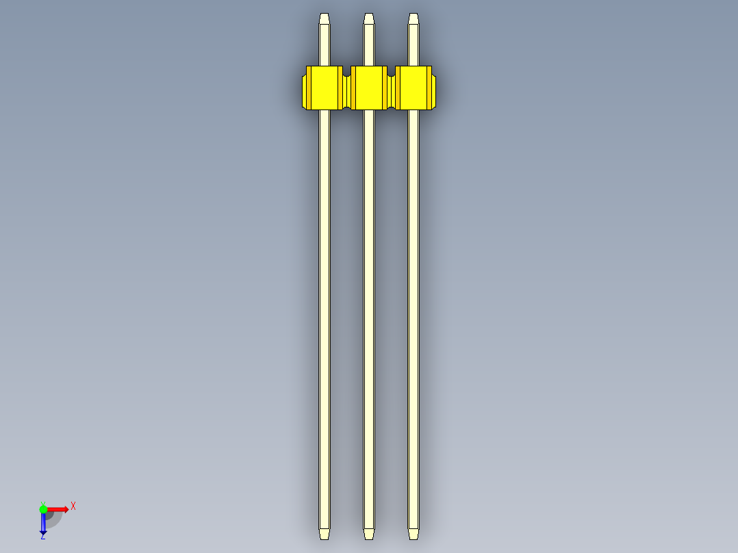 彩色公头100mil（2.54mm）系列-DS1021_yellow_2x03p_100mil_Type43_rev1.0俯视图