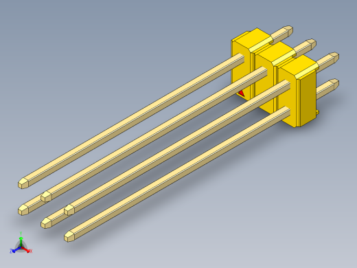 彩色公头100mil（2.54mm）系列-DS1021_yellow_2x03p_100mil_Type43_rev1.0正等轴测缩略图