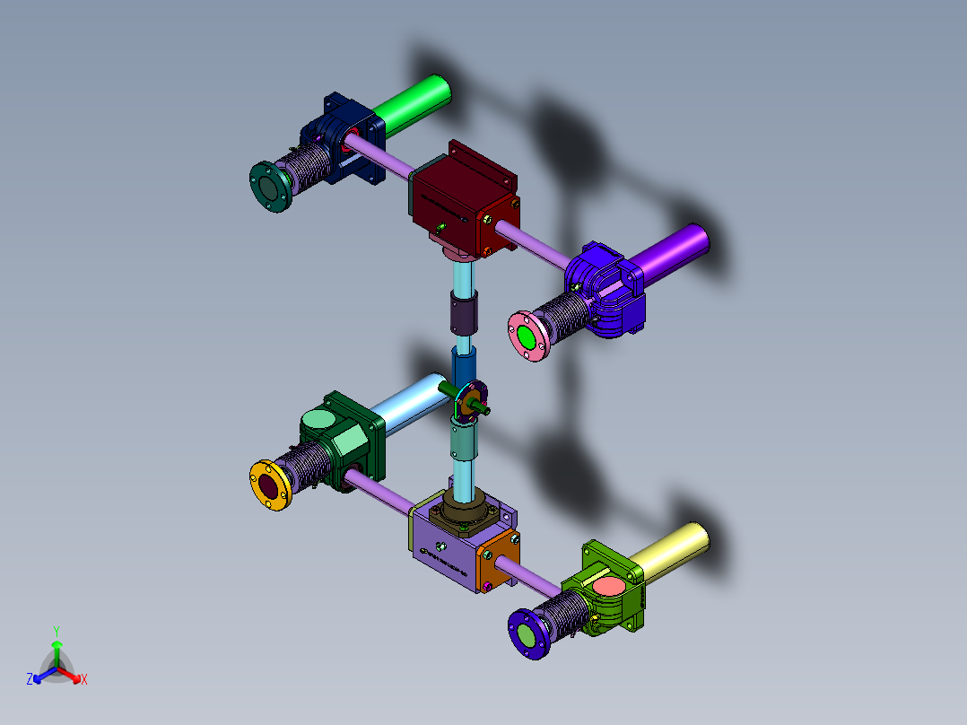 同步螺旋梯形丝杆顶升机正等轴测图