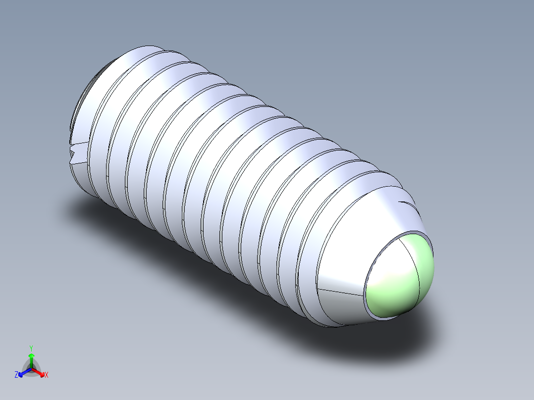 公制球形弹簧柱塞-DME SET SCREW SPRING BALL PLUNGER M5 x 12 .STEP正等轴测图